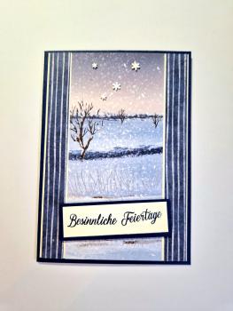 Weihnachtskarte - Winterlandschaft - Besinnliche Feiertage - Marineblau/Vanille pur